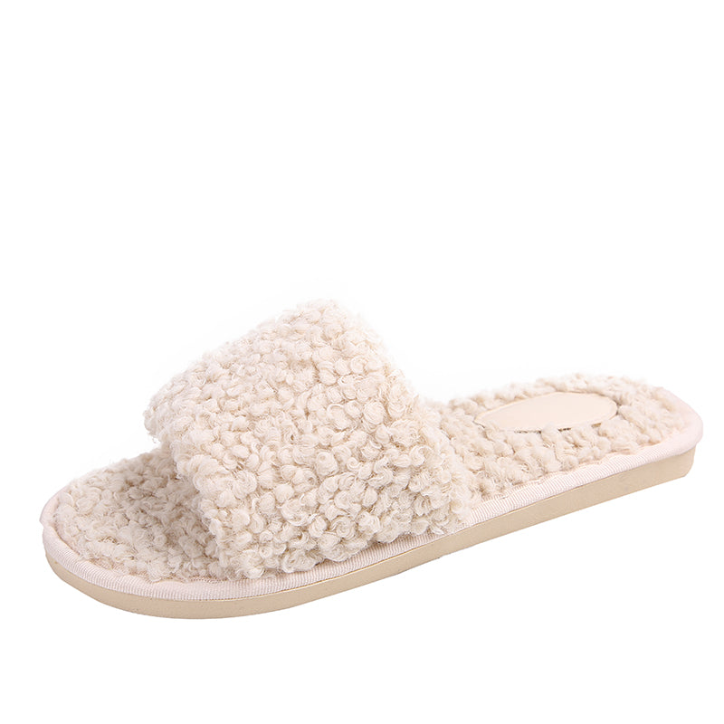 Lamp Wool Slipper Fur Slides For Women Furry Sandals