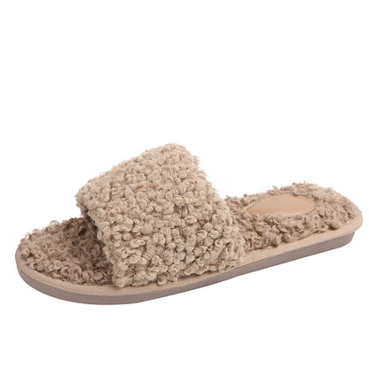 Lamp Wool Slipper Fur Slides For Women Furry Sandals