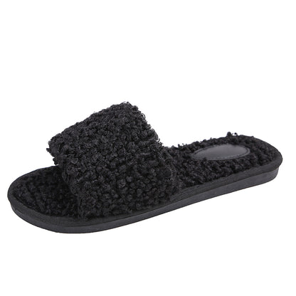 Lamp Wool Slipper Fur Slides For Women Furry Sandals