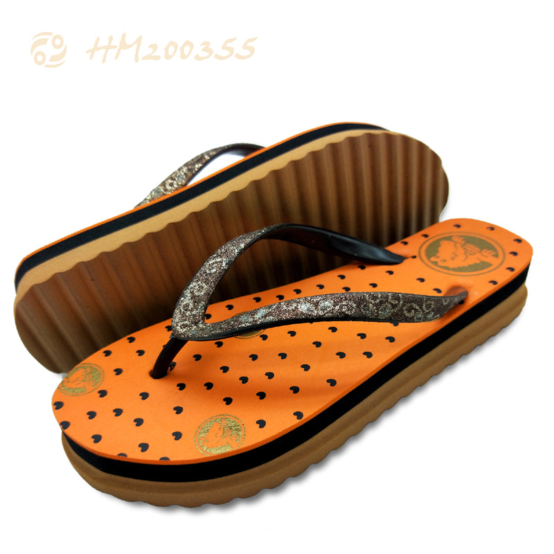 Wedge Flip Flops Platform Sandals Orange BLING EVA