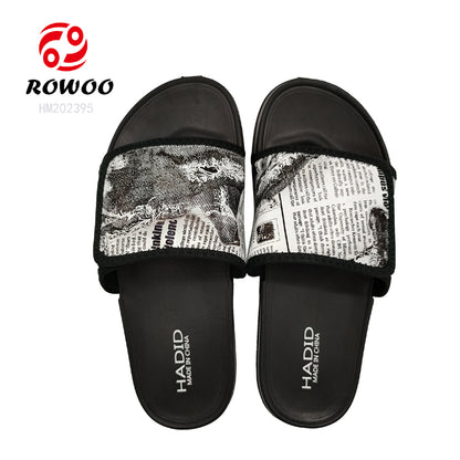 Wholesale Daily use men Custom Logo slide sandals plastic slippers men outdoor Adjustable slippers