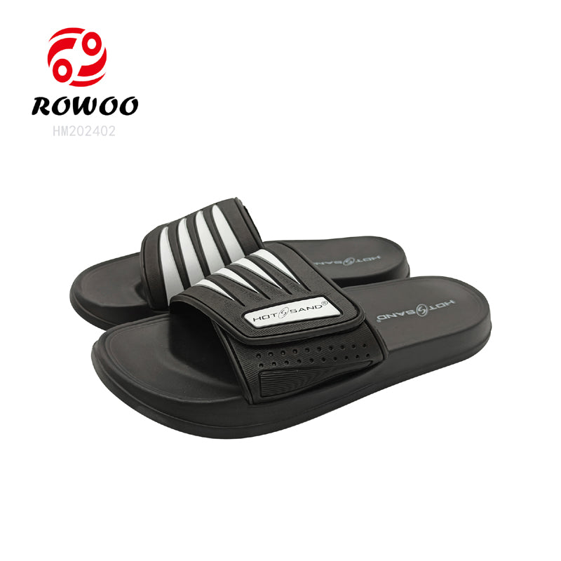 Wholesales Custom Logo PVC Non-slip adjustable strap Men Slipper Thick Sole Slides Sandals