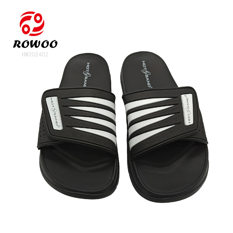 Wholesales Custom Logo PVC Non-slip adjustable strap Men Slipper Thick Sole Slides Sandals