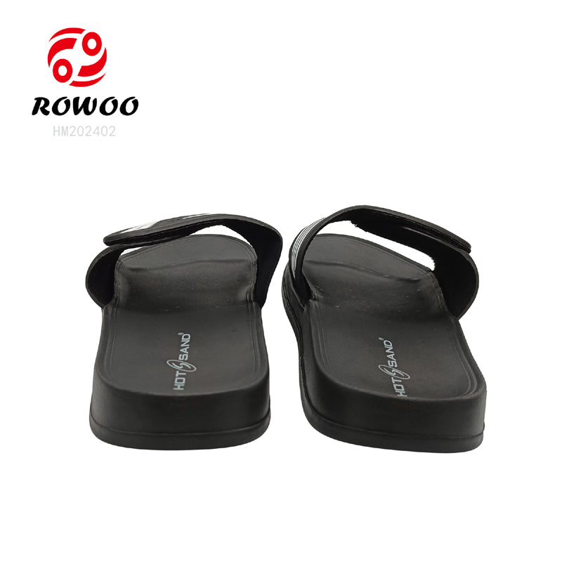 Wholesales Custom Logo PVC Non-slip adjustable strap Men Slipper Thick Sole Slides Sandals