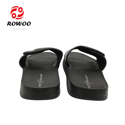 Wholesales Custom Logo PVC Non-slip adjustable strap Men Slipper Thick Sole Slides Sandals