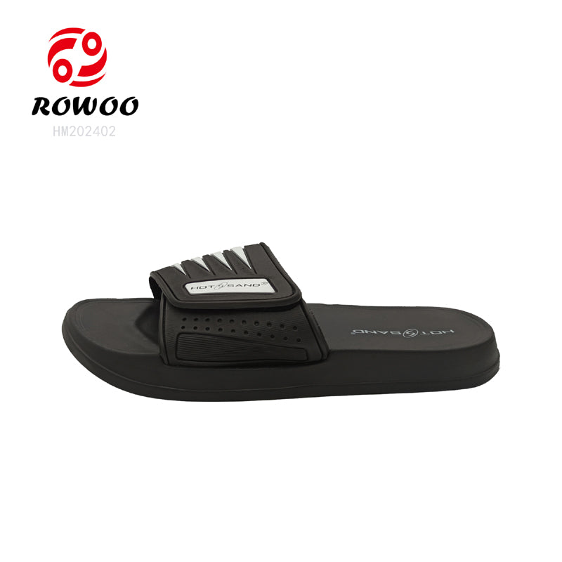 Wholesales Custom Logo PVC Non-slip adjustable strap Men Slipper Thick Sole Slides Sandals