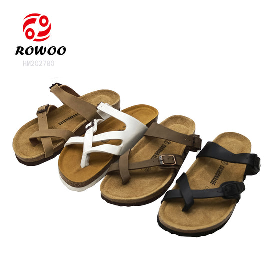 2023 New Style Pu sandals for women men EVA Sole Cork flat slippers shoes