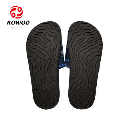 Custom logo mens sandals adjustable PU breathable vamp slides