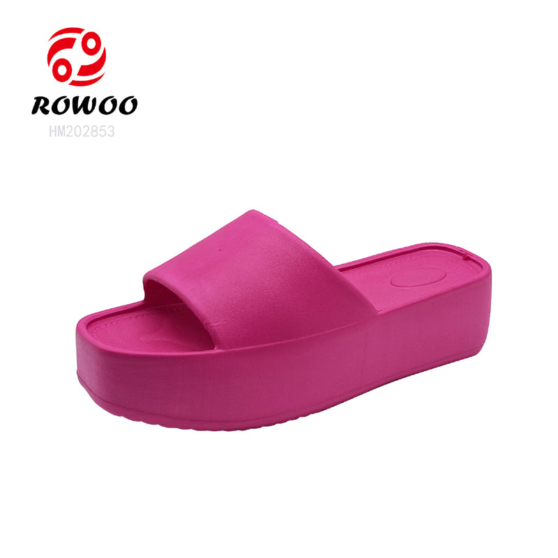 Fashion EVA Ladies High Heel Sandals Hot Pink Slides Slippers Wholesale Price Women Slipper Thick Bottom Sandals