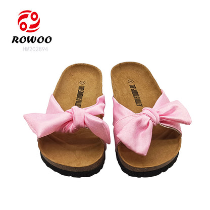 Custom logo Women slide fabric upper cork slippers Arab