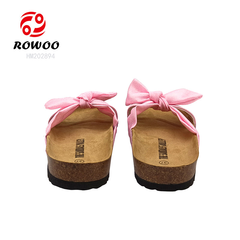 Custom logo Women slide fabric upper cork slippers Arab