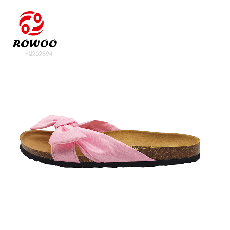 Custom logo Women slide fabric upper cork slippers Arab