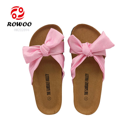 Custom logo Women slide fabric upper cork slippers Arab