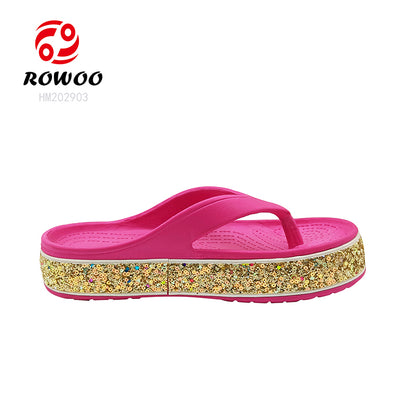 Wedge Slippers custom wedding flip flop woman Beach Gold Sequins