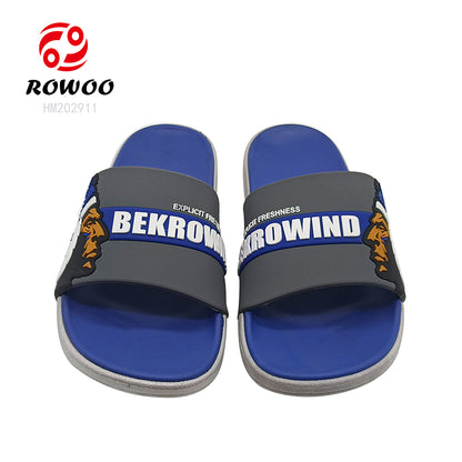 Wholesale OEM Custom Black Blue Slides Footwear Sandal PVC Logo Slippers Men Plain Slippers