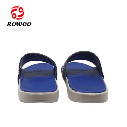 Wholesale OEM Custom Black Blue Slides Footwear Sandal PVC Logo Slippers Men Plain Slippers