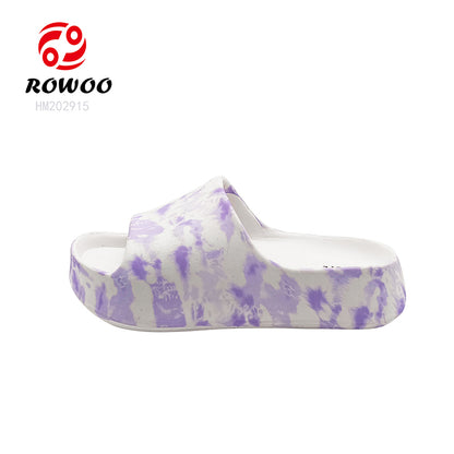 EVA Summer Platform Camouflage Color Slide Non-slip Indoor Sandals Home Slippers For Women