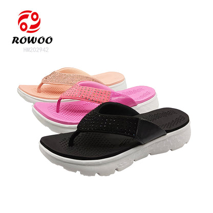 Flip-flops Women's Platform Soft Cushion Thong Sandals Rhinestone