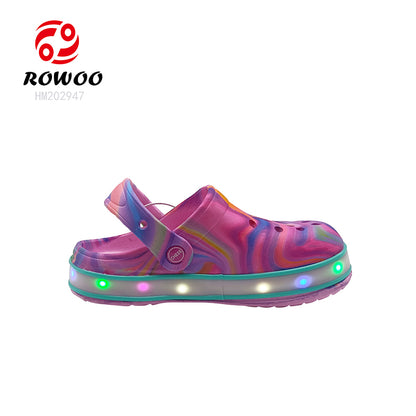 Wholesale Custom EVA Clogs Shoes Factory Anti-skid Kids Slippers LED Flashing