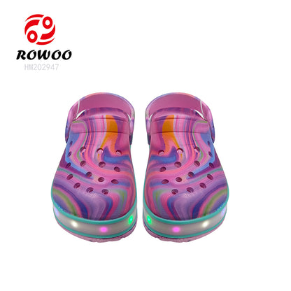 Wholesale Custom EVA Clogs Shoes Factory Anti-skid Kids Slippers LED Flashing