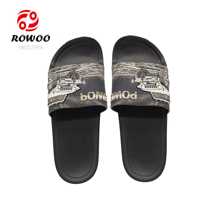 Summer 3D Jeep Custom Slippers For Men Pvc Home Flip Flops Non-slip Beach Sandals