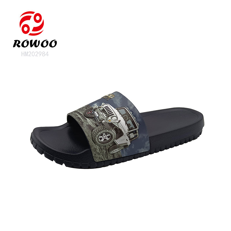 Summer 3D Jeep Custom Slippers For Men Pvc Home Flip Flops Non-slip Beach Sandals