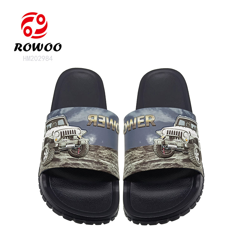 Summer 3D Jeep Custom Slippers For Men Pvc Home Flip Flops Non-slip Beach Sandals