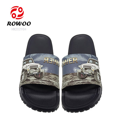 Summer 3D Jeep Custom Slippers For Men Pvc Home Flip Flops Non-slip Beach Sandals