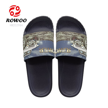 Summer 3D Jeep Custom Slippers For Men Pvc Home Flip Flops Non-slip Beach Sandals