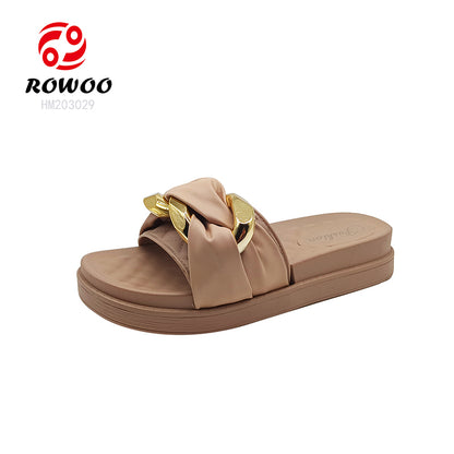 Wholesale Women's Soft Thick Platform bow Slide Slippers