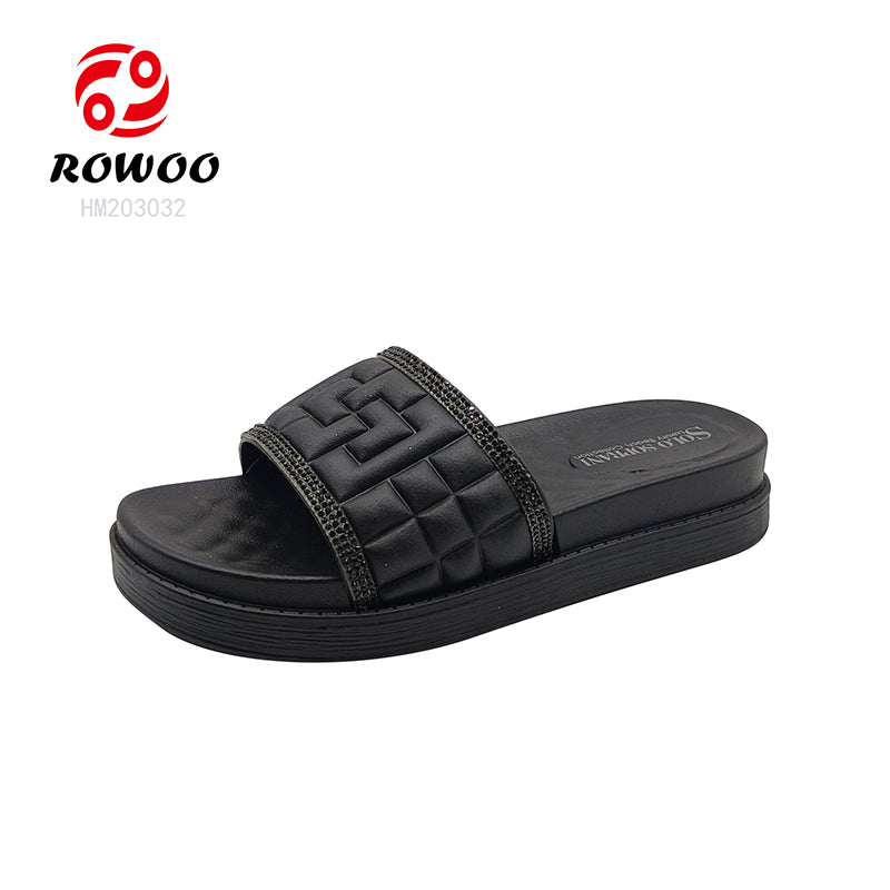 Women's Summer Sandals PVC Platform Slides Flat round Anti-Slippery Breathable Quick-Drying with Plush Insole