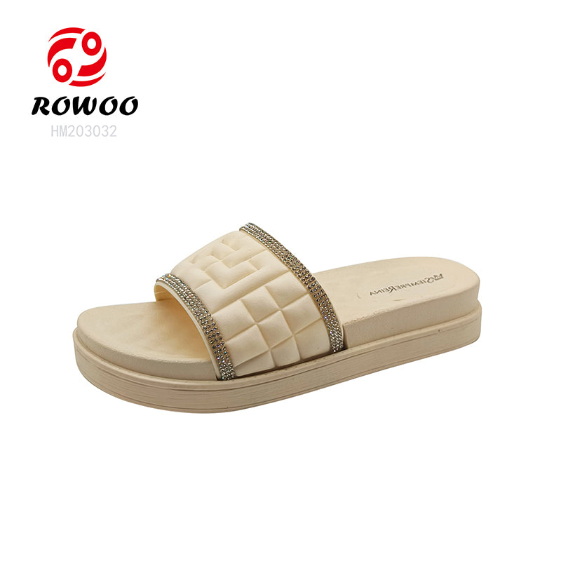 Women's Summer Sandals PVC Platform Slides Flat round Anti-Slippery Breathable Quick-Drying with Plush Insole