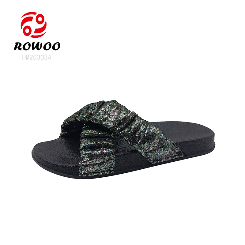 Wholesale Women's Cross Straps Slipper Sandals EVA Sole Platform Summer Flat Sandals with Anti-Slip Feature