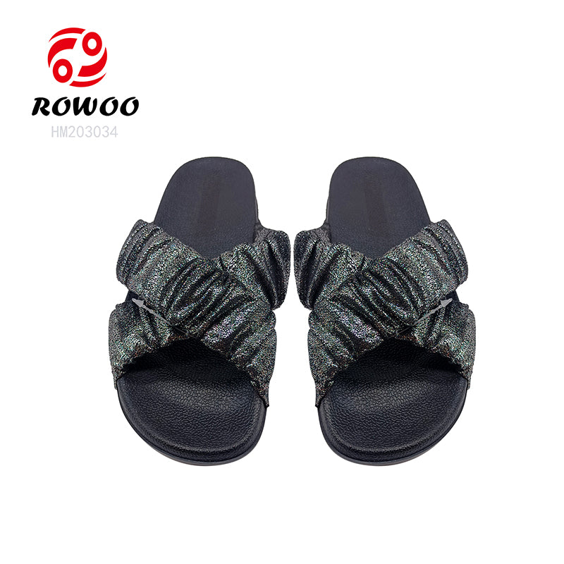 Wholesale Women's Cross Straps Slipper Sandals EVA Sole Platform Summer Flat Sandals with Anti-Slip Feature