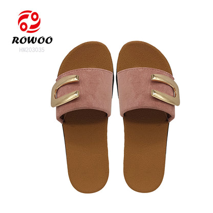 Custom Wholesale Summer Beach Sandals Metal Ring Slide Slippers