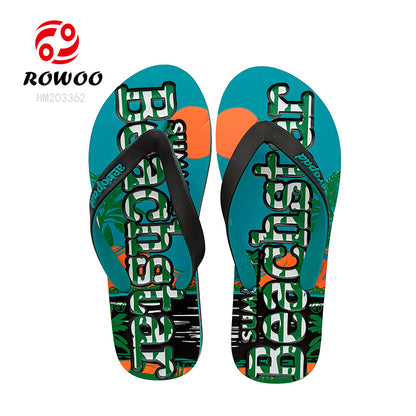 Men EVA Flip-Flops Beach Flip-Flops Coconut Tree Print Sunset Party Slides Slippers Casual Trend Sandals