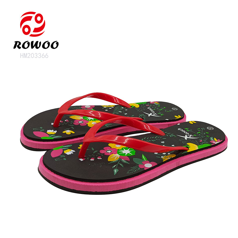 Cheap Printing Flip Flops Ladies Flat Summer Beach Slipper Shoes Customized Thong Sandals