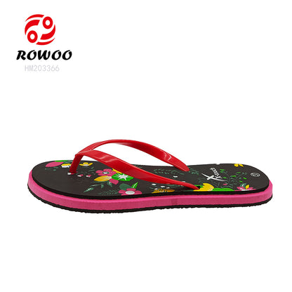 Cheap Printing Flip Flops Ladies Flat Summer Beach Slipper Shoes Customized Thong Sandals