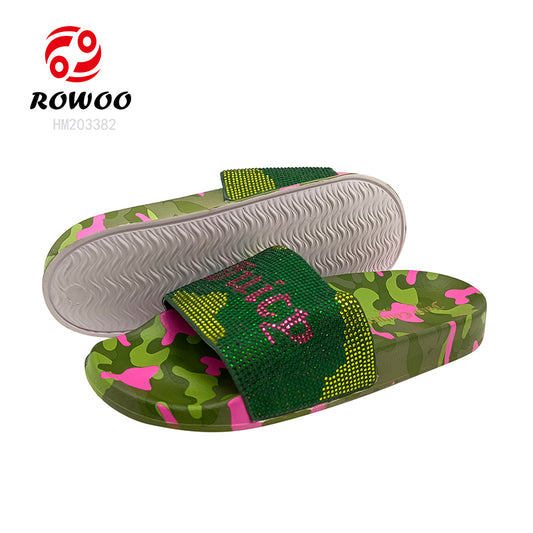 Women Casual Slippers Diamond Camo Print Sandals Women Summer Beach Drag Heightening Sandals