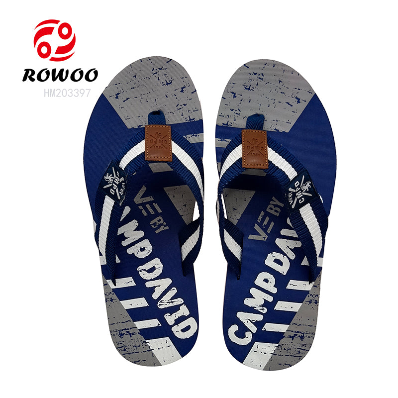 EVA Men Casual  Print Flip-Flops Custom LOGO Woven Flip-Flops Belt Slippers