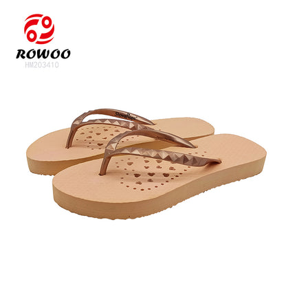 Wholesale Ladies Thong Sandals Golden Women Flipflops Summer Beach Outdoor Slipper Shoes