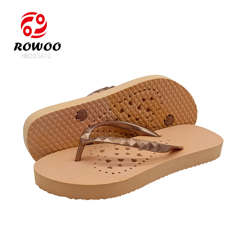 Wholesale Ladies Thong Sandals Golden Women Flipflops Summer Beach Outdoor Slipper Shoes