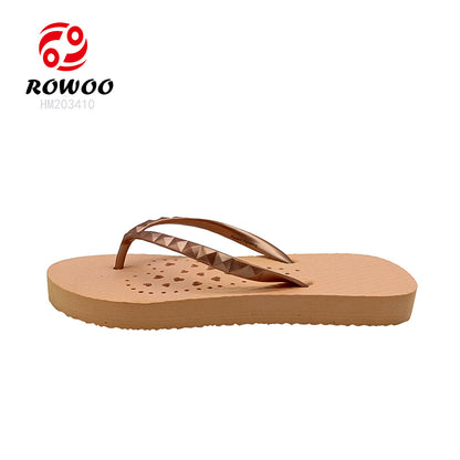 Wholesale Ladies Thong Sandals Golden Women Flipflops Summer Beach Outdoor Slipper Shoes