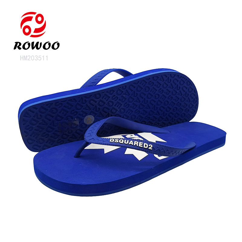 Men's Summer Sandals Rubber Flip Flops Round Toe Anti-Slippery PVC Straps Flat Slide Style for Spring