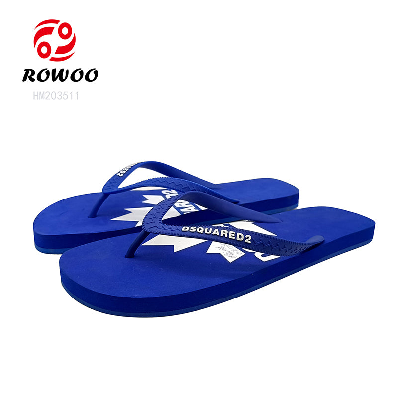 Men's Summer Sandals Rubber Flip Flops Round Toe Anti-Slippery PVC Straps Flat Slide Style for Spring