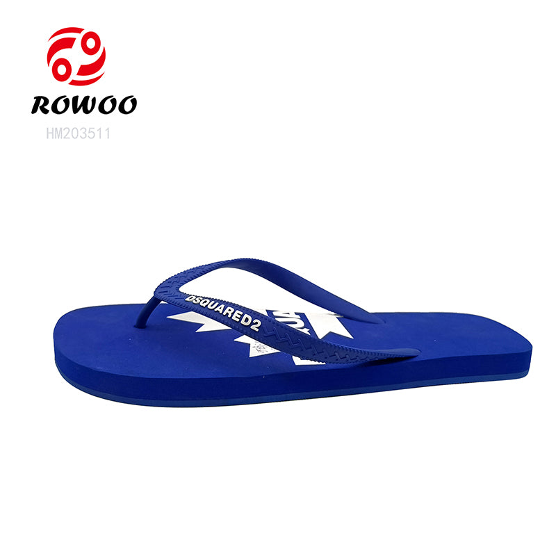 Men's Summer Sandals Rubber Flip Flops Round Toe Anti-Slippery PVC Straps Flat Slide Style for Spring