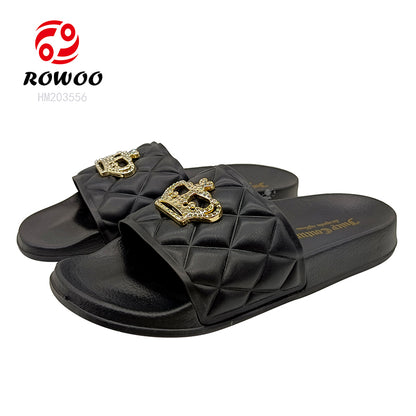 Fashion Ladies Outdoor Slide Shoes Crown Ladies Sleeper Sandals Custom Logo Shoes