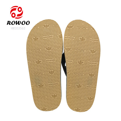 High Quality Men's Printed Flip Flops Brown Leather Slipper Sandals Anti-Slip Waterproof Feature Style Leather Summer Sandals