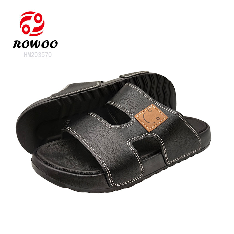 Leather Slip-on Summer Sandals Lightweight EVA Flipflops with Air Cushion Denim Upper Material Arabic Style