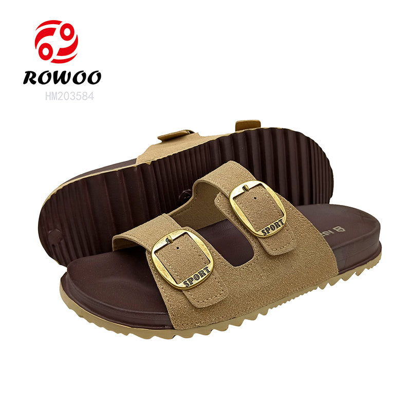 Custom Logo Women's Mules Sandals Double Buckle Cork Men Sandals